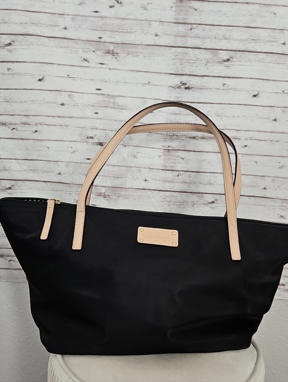 kate spade Black Tote with Tan Handles